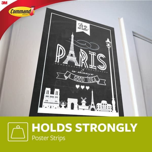 3M Command Plakatstrips, 12 strips, Hvit—pa