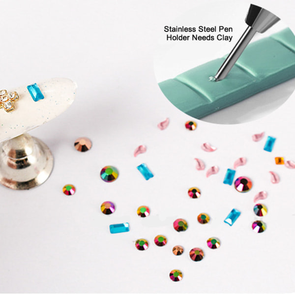 Negle Rhinestone Picker Dotting Tool, Dual-ends DIY Nail Art Tool med akrylhåndtak Blå