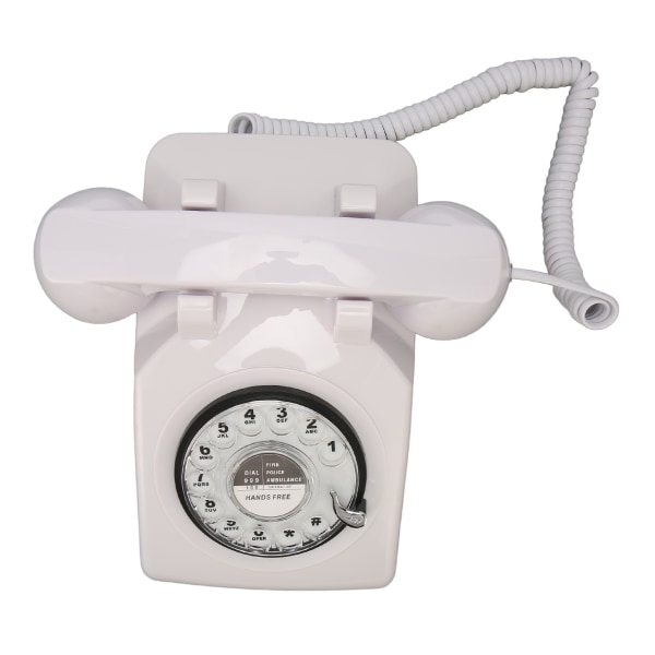 Retro roterende telefon Gammeldags vintage fastnettelefon med mekanisk ringetonehøjttaler til husholdningskontor Hotel hvid