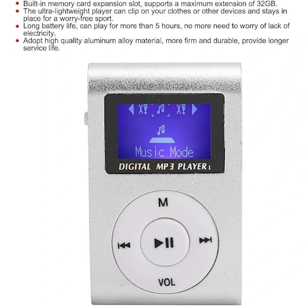 Kannettava Mini MP3-soitin urheiluun selkäklipsillä