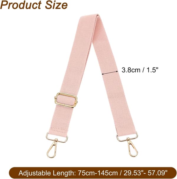 Bred justerbar pungremserstatning til crossbody-tasker og håndtasker, 3,8 cm pink - Pink