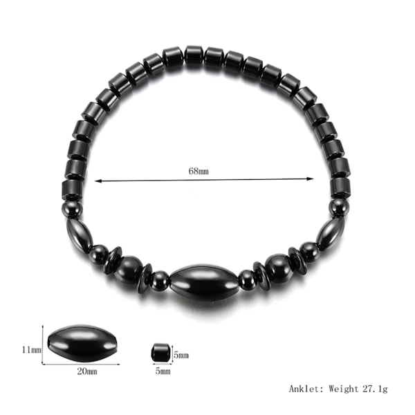 4 STK enkel stil svart gallestein Akrylperler fot ankel ankel armbånd