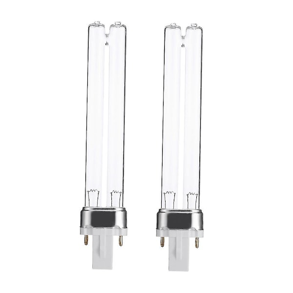 2 stk. 9W G23 Base Akvarium Fisketank UV Sterilisator Renser Lamper Germicidale Ultraviolette Erstatningspærer -ES