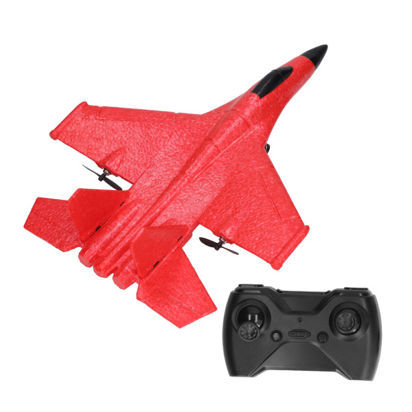 RC Glider Plane Vattentät, droppbeständig fjärrkontroll med dubbla motorer Fighter flygplan med LED Färgglada ljusstaplar Röd 1 batteri med 1 reservbatteri