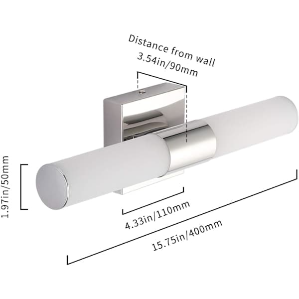 Badeværelsesskabsbelysning, 16W Krom LED Spejllamper
