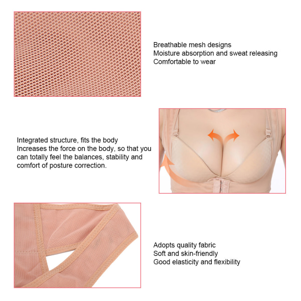 Voksne kvinner Posture Corrector Brace Bryststøtte Pukkelryggkorreksjon Belte HudfargeM