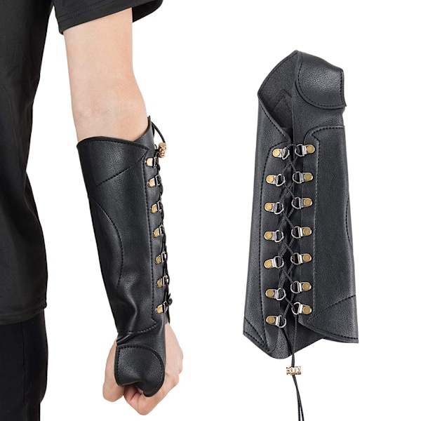 PU Läder Bågskydd Arm Skydd Handskydd Stöd, Svart