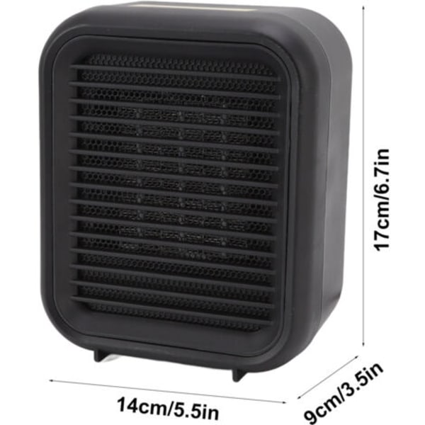 800W elektrisk varmeblæser, lille sort keramisk varmelegeme, anti-vælte design, ABS, til hjem og kontor, EU-stik, 220-240V.pa