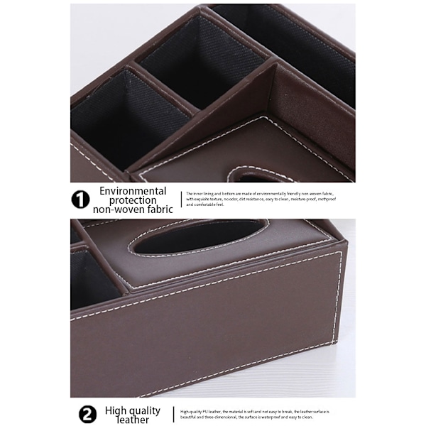 1/2 Effektiv skrivebordsorganisering Multifunktionel skrivebordsarrangør brun brown 1Set