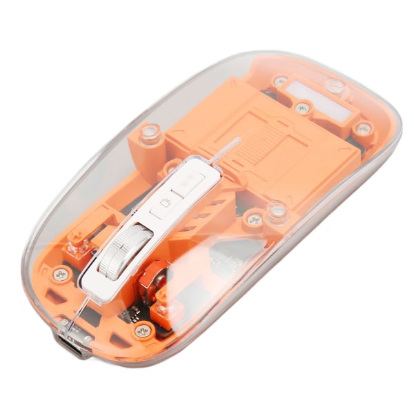Trådløs Bluetooth 3-modus BT5.1 BT5.1 2,4 GHz mus Gjennomsiktig klar mus Oppladbar stille mus for PC Bærbar Bærbar datamaskin Orange