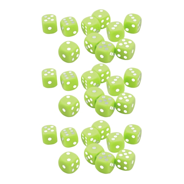 30 STK terningsæt 16MM plastik 6-sidede runde hjørner terninger til bordspil Brætspil lysegrøn