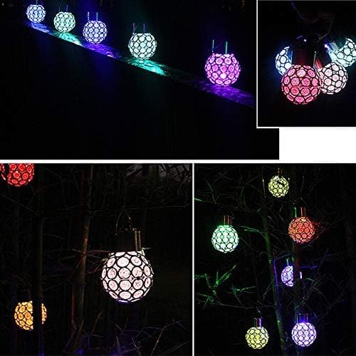 1 Hanging Solar Light with Seven Colors, Multicolor Glass Ball