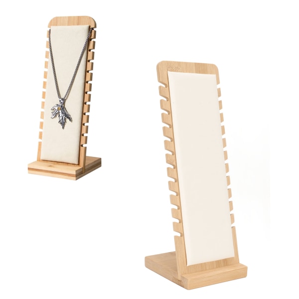 Bambus Halskæde Display Stand Professionel hvid Halskæde Armbånd Holder Organizer til smykkebutik