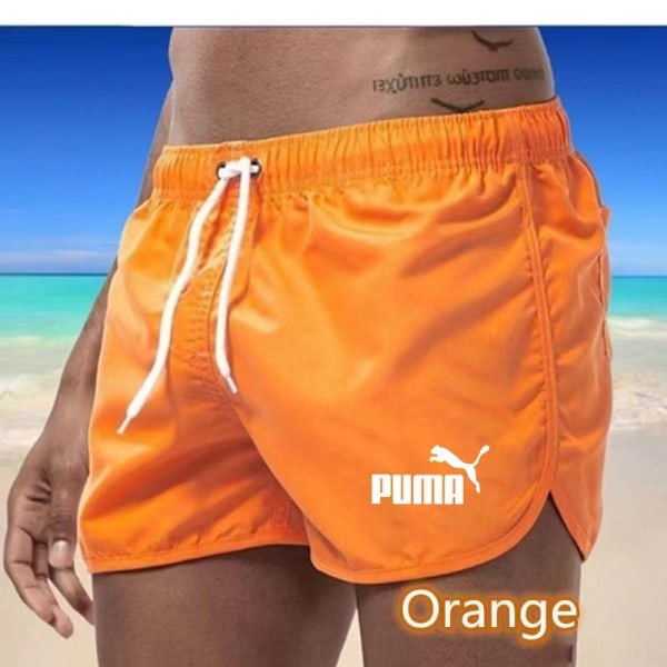 Moniväriset urheilushortsit rantapolyesteristä, kolme raitaa, puma Orange 3XL