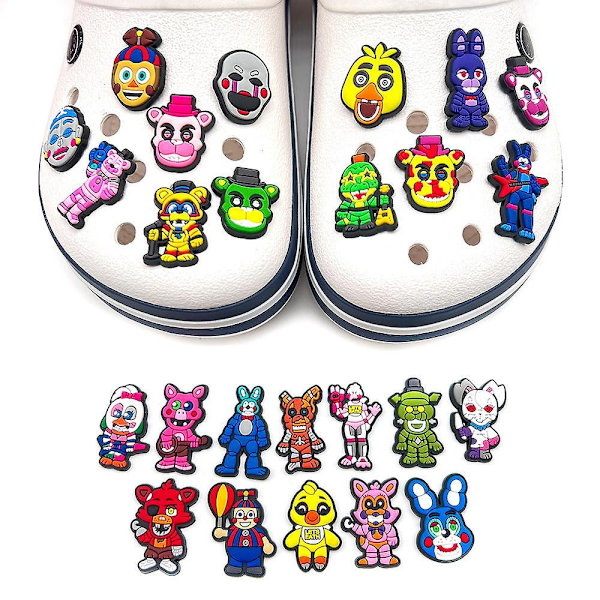25 kpl/setti Five Nights at Freddy's -kenkäkorut puukenkiin, sandaaleihin, FNAF -kauhuelokuva kenkävarusteet lapsille, aikuisille, juhla-lahjoiksi - WELLNGS