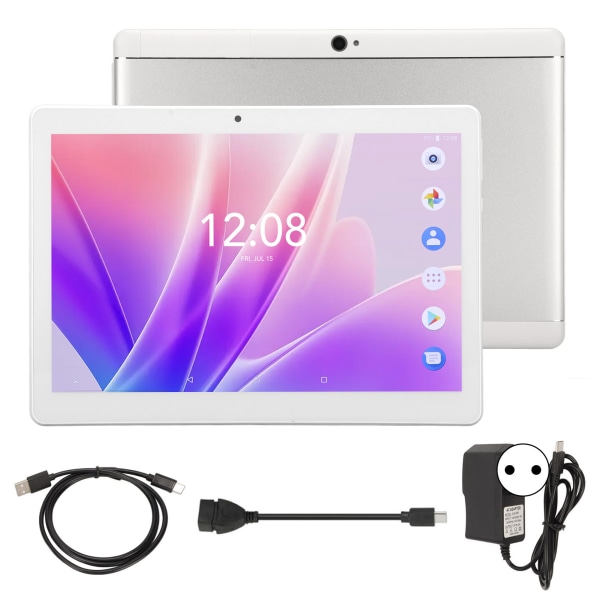 10,1 tuuman tabletti 2 Gt RAM-muistia 32 Gt ROM Dual SIM Dual Standby HD Tablet viihdetyöhön 100-240 V hopea EU-pistoke