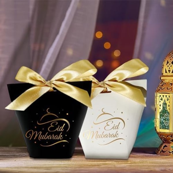 12 Delar Eid Mubarak Presentförpackning, Godis Små Presentförpackningar med Revben