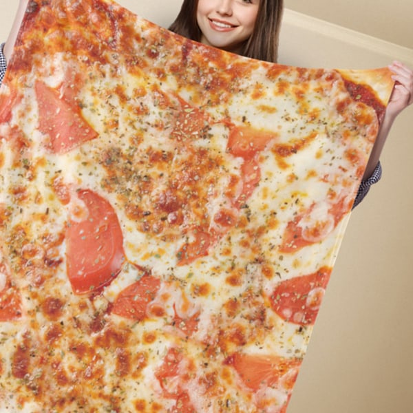 Print Polyesteri pehmeä ihoystävällinen pizzakuvio Söpö hauska sohvapeitto kotiin 59,1 x 78,7 tuumaa