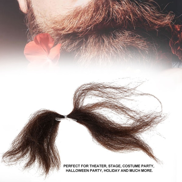 Gjenbrukbart falskt skjegghår, falsk bart, perfekt til kostymefesten på teaterscenen (brun)
