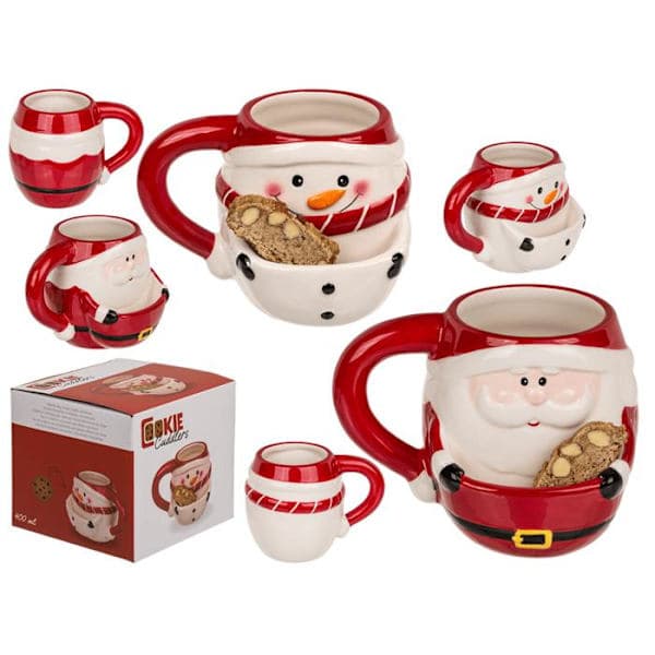 2-pack - Julmugg / Kakmugg / Mugg med Fack för Kakor - Jul Vit
