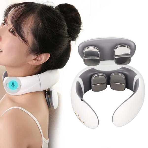 Sladdlös Intelligent Nack Massager Elektrisk Vibrerande Cervical Spine Massage Machine Knådande Nacke