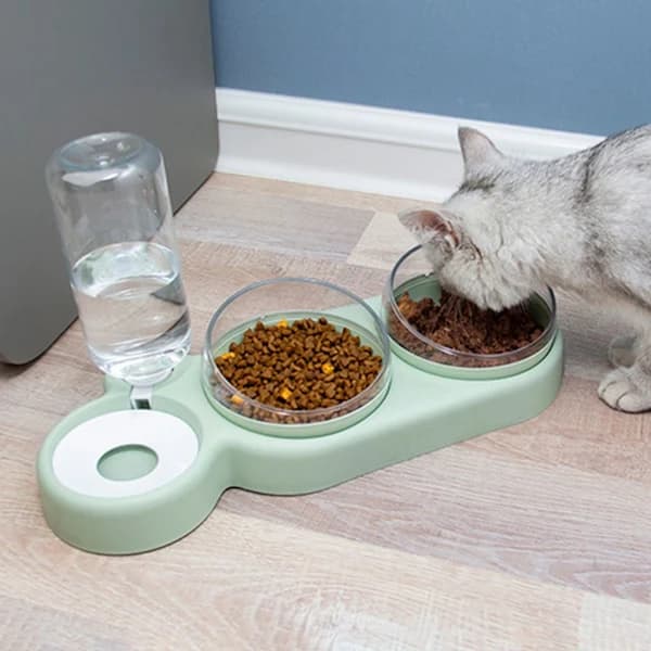 Dubbel hundskål automatisk dricksvatten anti-spill