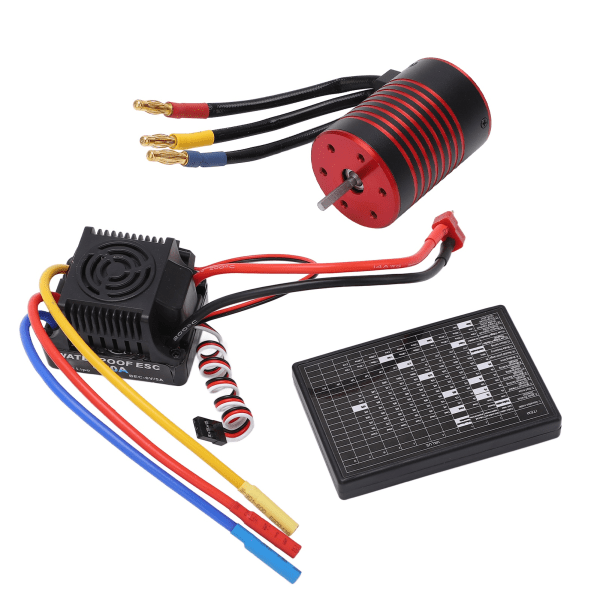 Vattentät 3650 borstlös motor med 60A ESC Programmeringskort Combo Set Tillbehör för 1/10 RC Car 4500KV