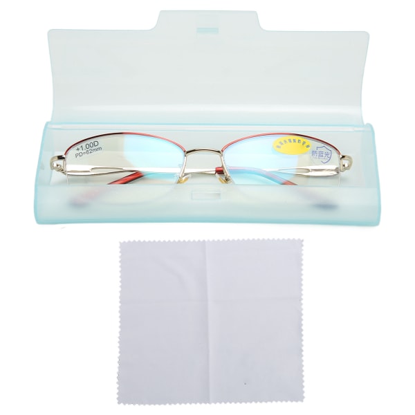 Blå blokkerende briller Metallramme Øyelastning Dataspill Lesebriller for eldre +1.0D