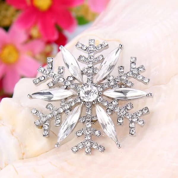 Østrigsk Krystal Vinter Art Deco Snefnug Blomst Broche Nål