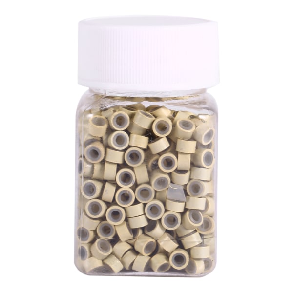 500st/flaska silikonfodrad mikrohårfjäderförlängningslänkar Ringar Pärlor (500st beige)