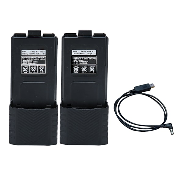 2 stk. Walkie Talkie Li-ion batteri 3800mAh Erstatning 2-vejs Radiobatteri til BAOFENG BF UV5R 5RA 5RB 5RC 5RD 5RO 5RE