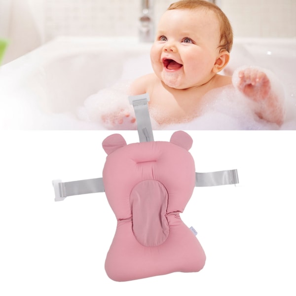 Blød babybadestøttepude Sød åndbar justerbar nyfødt badekar flydende pudemåtte Pink bjørneform