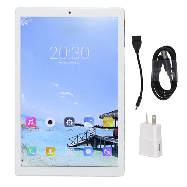 10 tommer tablet 2 GB RAM 32 GB ROM Octa Core-processor 5G Dual Band WiFi-tablet til Android10 100?240V hvidt AU-stik