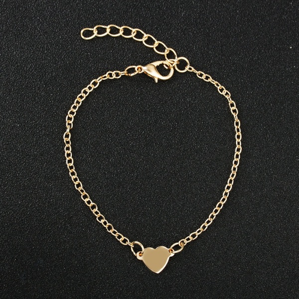 Fasjonable kvinners legering hjerteanheng armbånd Enkelt armbånd smykketilbehør (gull)