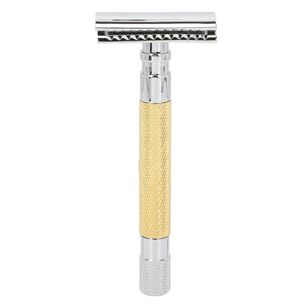 Retro manuell barberhøvel Sinklegering dobbeltsidig sikkerhetsskjegg barberhøvel (uten blad) Gull