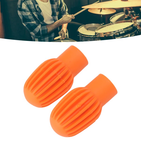 6 STK trommestik lydløs øvelsestips Silikone Mute trommedæmper Drum Stick Protector Head Cover til erstatning Orange