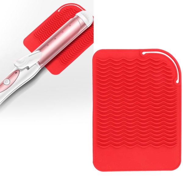 Varmebestandig varmeisolasjonspute sammenleggbar matte for elektrisk hårrullestokk (rød)