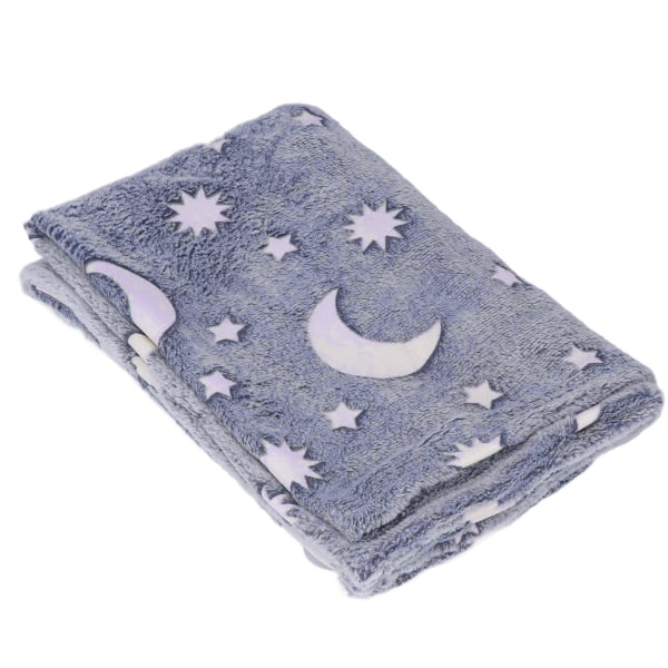 1,5x2m lysende tæppe dobbeltsidet flannel Star Moon Design blød glød i mørke tæppe til børn Støvet blå
