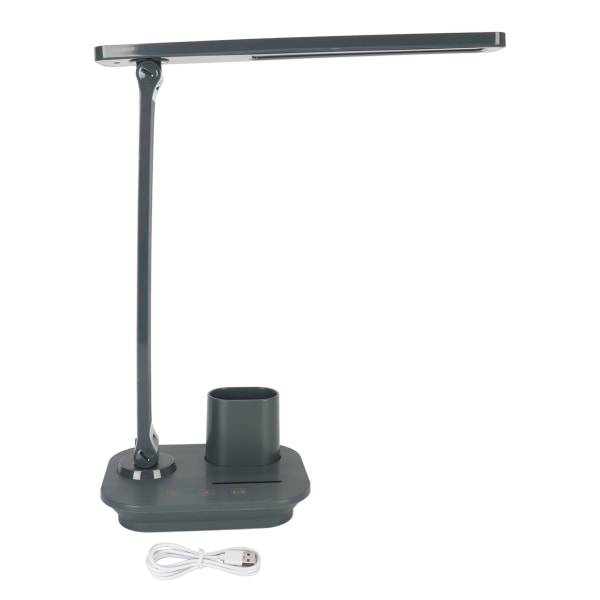 LED-bordslampa 5W Eye Caring Uppladdningsbar 3-färgstemperatur Steglöst dimbar USB lampa med penna Telefonhållare Grön