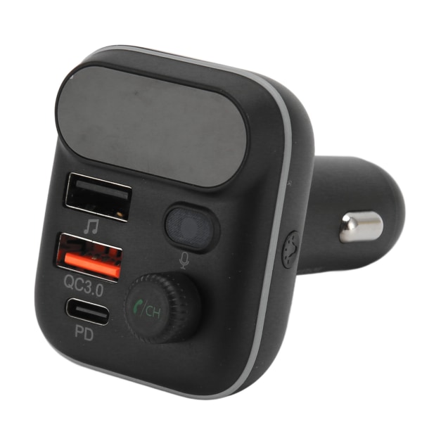 Bil FM-sändare Bluetooth 5.0 USB Multifunktion handsfree samtalsradiomottagare Telefonladdare för fordon