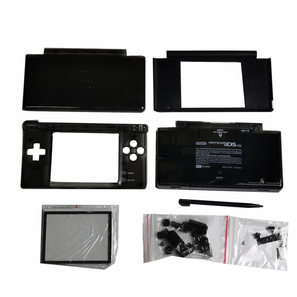 Klar vit/svart hölje Shell Cover Case Full Set Ersättning för Nintendo Ds Lite För Ndsl Case Fodral Transparent Svart