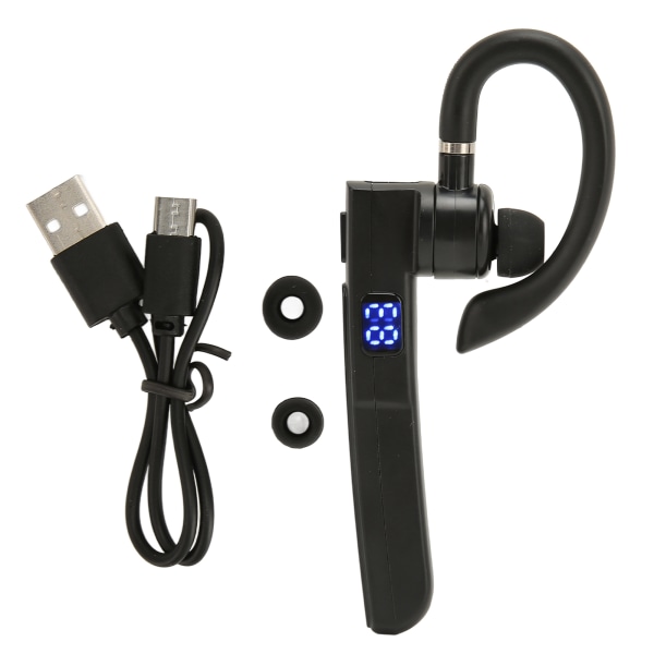 Bluetooth-ørestykke håndfri enkelt øre støjreduktion Digital skærm IPX7 vandtæt stemmestyring trådløs øresnegl