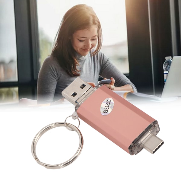 USB-minnepinne med nøkkelring Metall U-disk Vanntett høyhastighets 3.0 Type C Micro USB 3 i 1 32 GB