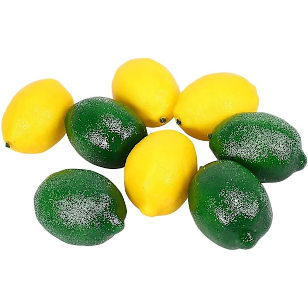 8-pak kunstige citroner og limefrugter til vasefyld, hjem, køkken, fest