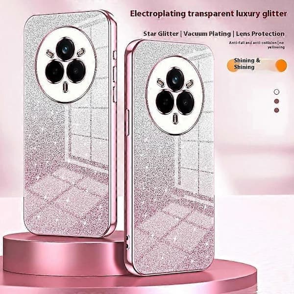 Elektrobelagt Gradient Glitter TPU-telefoncover til Realme 14 Pro 5G Multicolor Gold