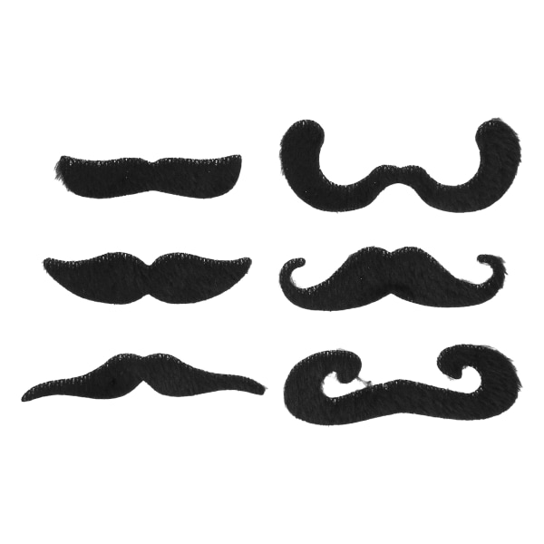 6 stk Fake Black Moustache Festlig Performance Cosplay kunstigt skæg til Halloween Party