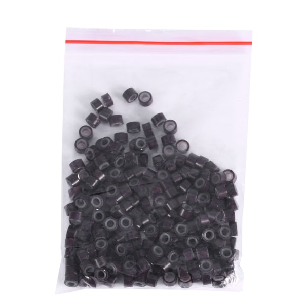 200 stk Taske Fashion SilicOne foret Perler Links For Feather Human Hair Extension (200 STK Brun)