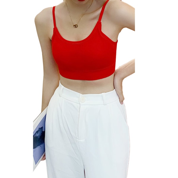 Naisten Camisole Pure Color Monogrammed Print Spaghetti Strap Aluspaita kesän punainen vapaa koko