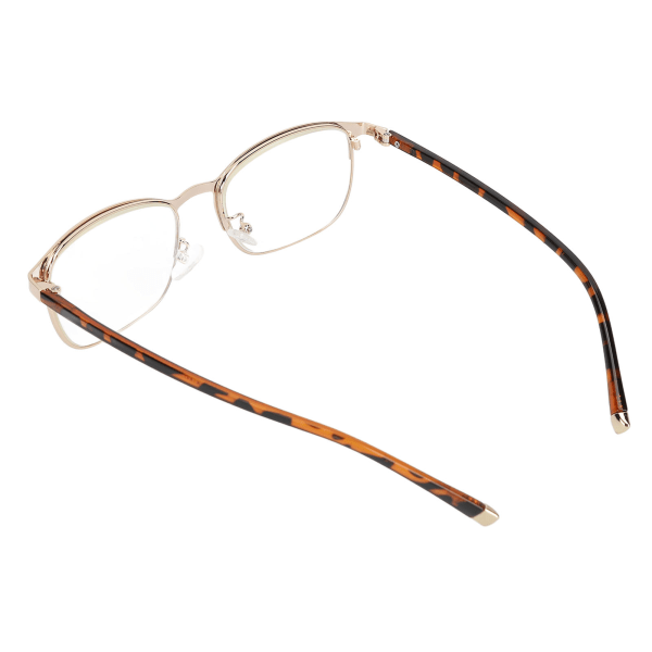 Presbyopiske briller Blått lysblokkerende ripebestandig harpikslinse-lesebriller for TV-titting Gullramme +200