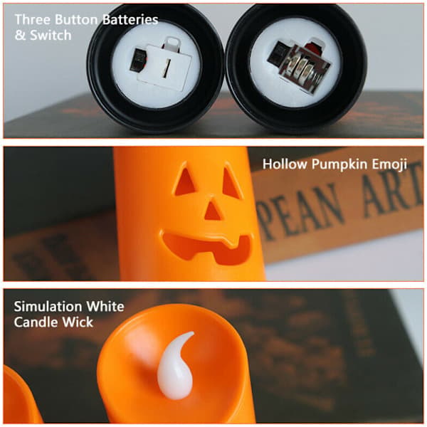 1x Gresskar LED-lampe Lysestake Bord Halloween Dekorasjon